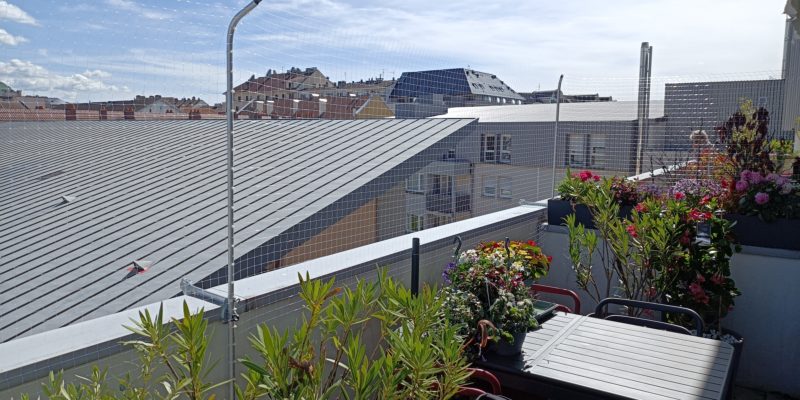 Installation de filets de protection anti chute sur terrasse top