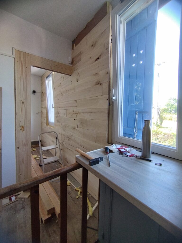 Pose de lambris bois en peuplier